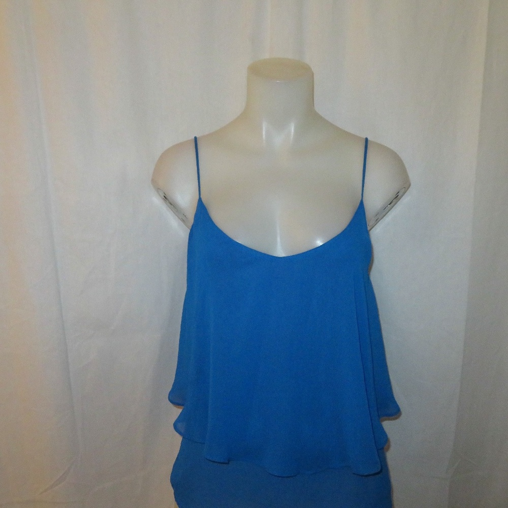 BACKSTAGE BLUE RUFFLE TOP XS - Picture 2 of 5